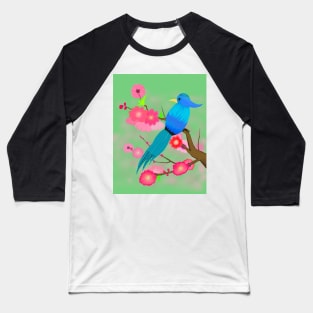 Peach Blossoms Paradise in Green Background Baseball T-Shirt